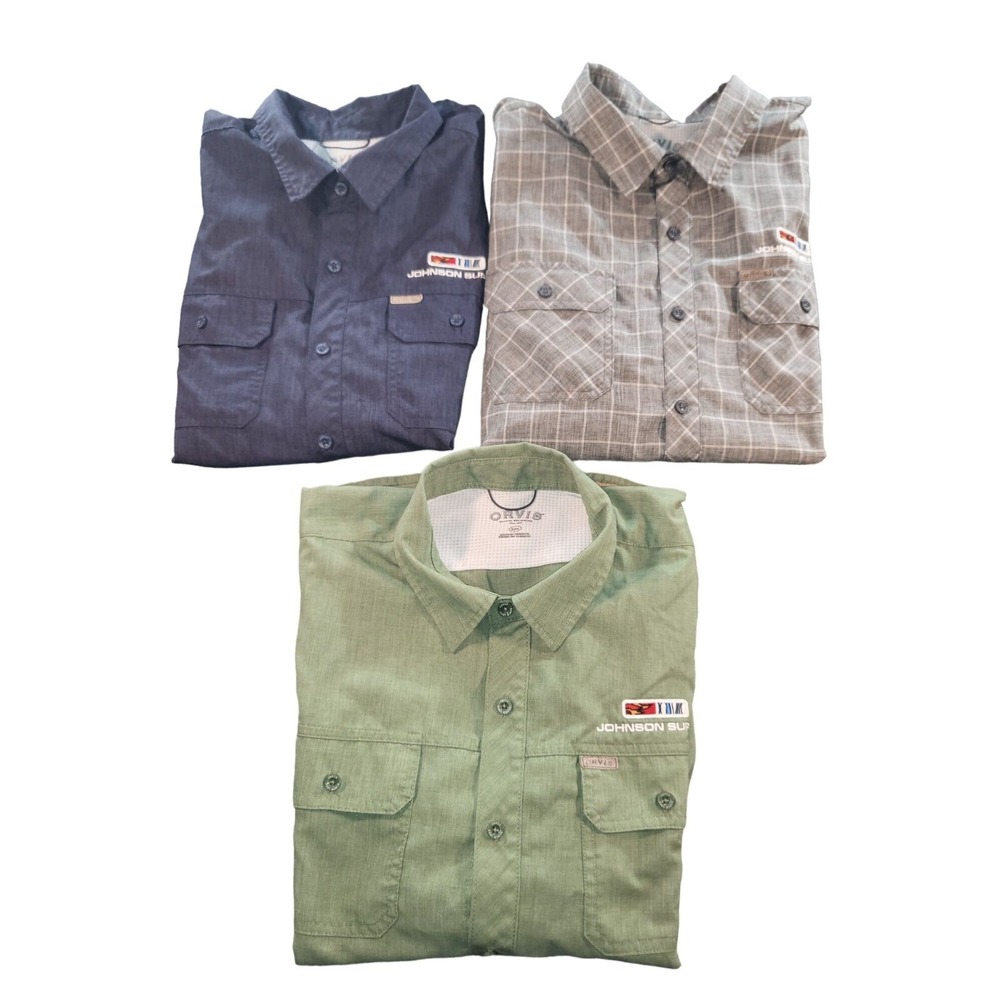 Orvis Fishing Button Up Shirts Men Sz XXL Johnson Supply Outdoor Utility Workwea